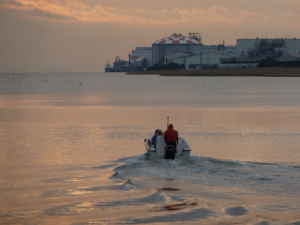 初日の中を海に向かって進む漁船／羽田　平和の大鳥居で迎える「初日の出」／多摩川散歩